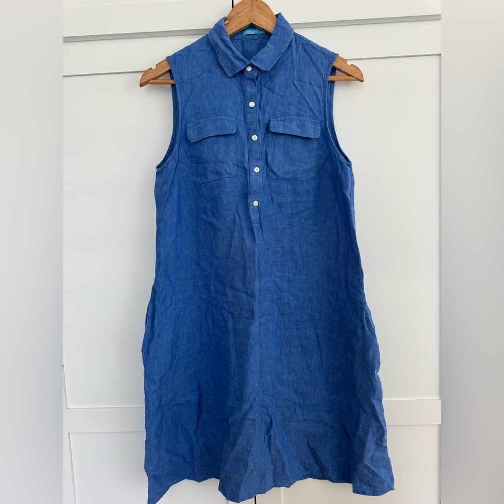 J. McLaughlin Indigo Linen Dress Size Small